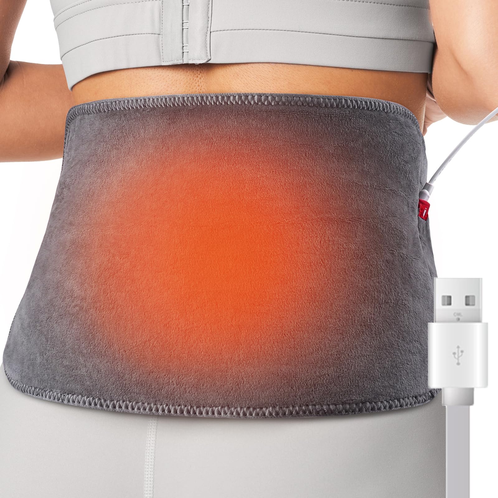 Photo 1 of Comfheat USB Plug-in Back Heating Pad for Pain Relief, Electric Heated Back Wrap for Lower Back, Lumbar, Sciatica, Shoulder, Leg, with 3 Heat Settings & Auto-Off, for Men, Women (Not Chargeable)