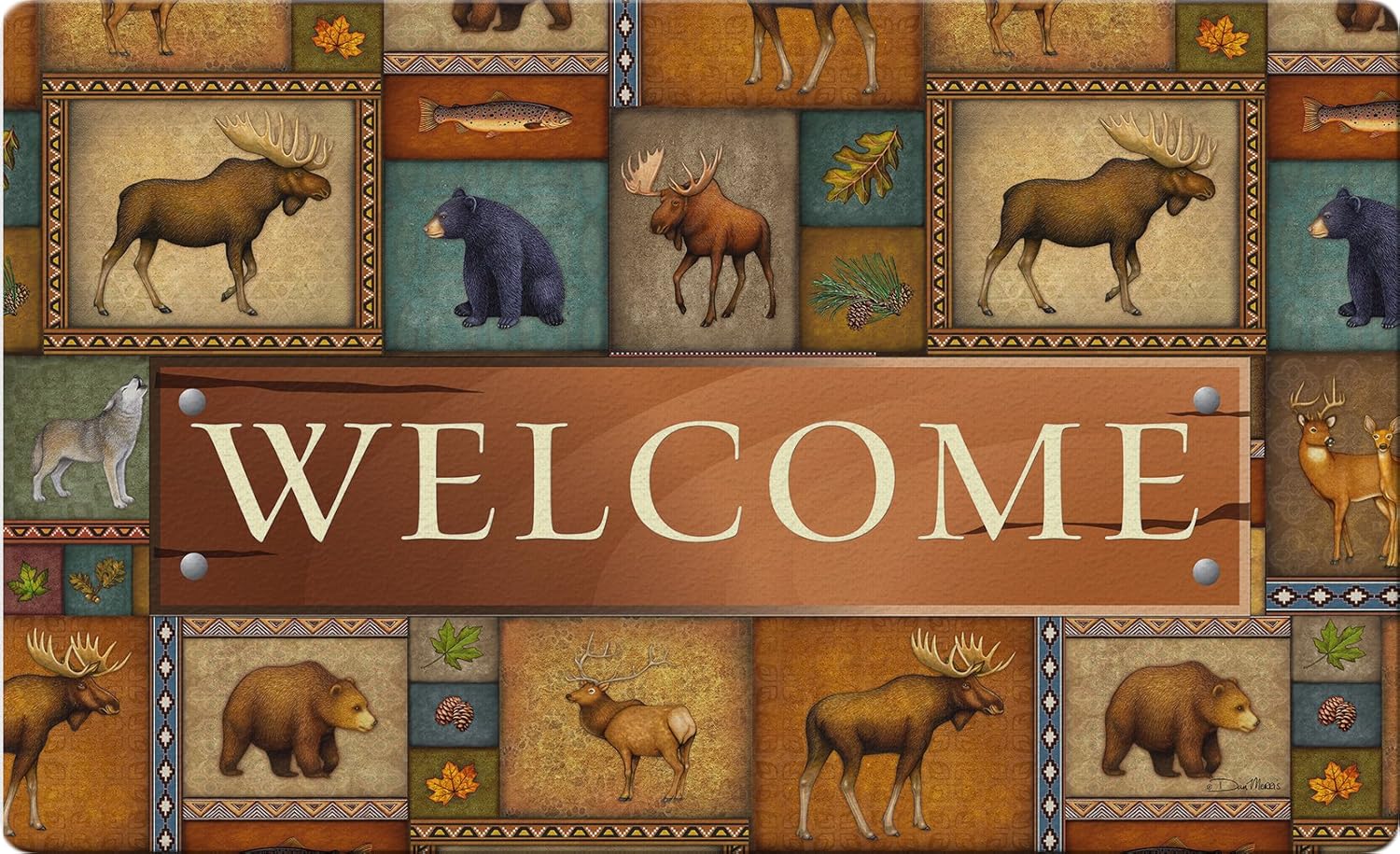 Toland Home Garden Quilted Wilderness Welcome 18 x 30 Inch Decorative Wildlife Floor Mat Bear Deer Doormat