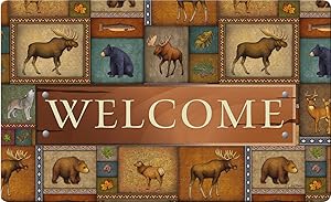 Toland Home Garden Quilted Wilderness Welcome 18 x 30 Inch Decorative Wildlife Floor Mat Bear Deer Doormat