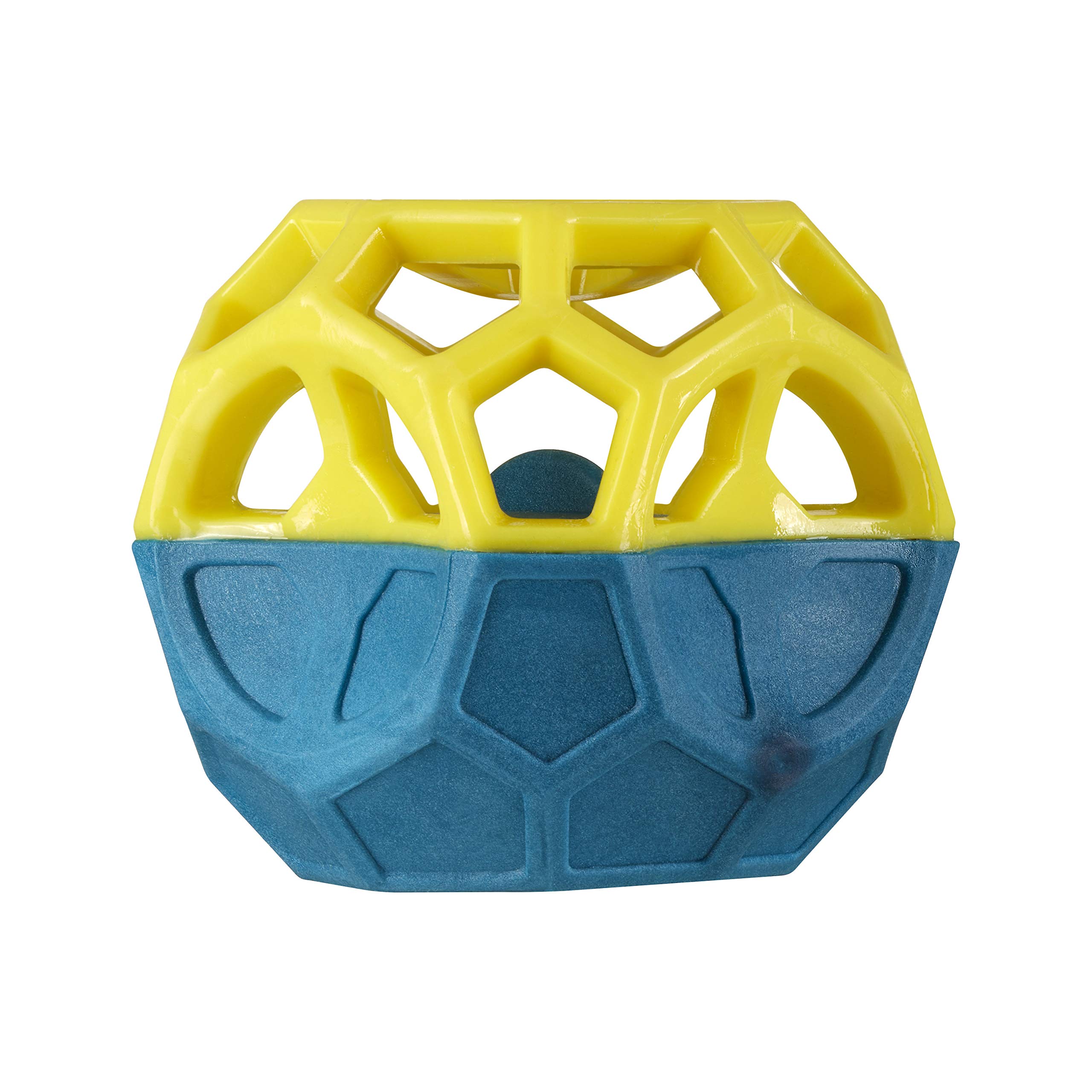 PetLove Nuzzle Puzzle Cube, Interactive, Dual Textured, Enrichment, Foraging Dog Treat Toy with Squeaker, Fill with Treats, Paste and Food, Yellow/Blue