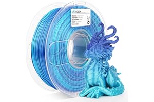 AMOLEN Shiny Silk PLA 3D Printer Filament, Shiny Gradient Silk Pla 1.75mm Azure Blue 3D Printing Filament 1KG/2.2lb