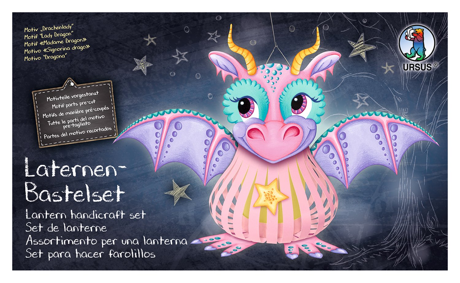 Ursus 18720012F - Lantern Craft Set Dragon Lady, Set for Making a Lantern, for Children, Includes Craft Instructions (English language not guaranteed), Ideal for the Next Lantern Run, Medium — image 1