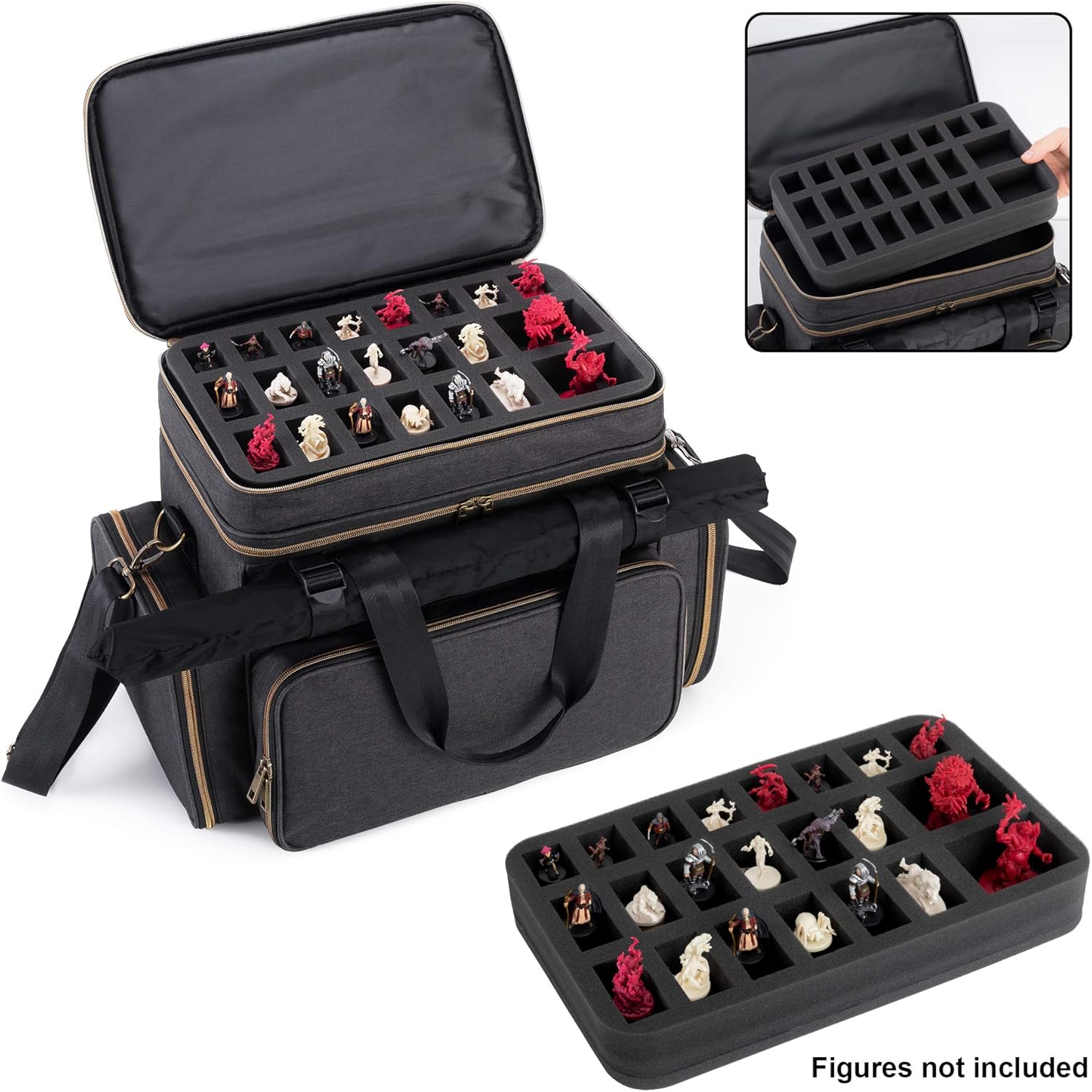 Trunab Tabletop RPG Adventurer's Bag Compatible with Dungeons and Dragons Large DND Bag with Miniatures’ Foam Layer - Image 3