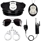 Regilt Police Costume Accessories Police Hat Badge Sunglasses Set Halloween Cop Swat Costume
