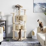 Yaheetech Cat Tree 158cm Tower with Scratching Post 2 Houses Beige view 2