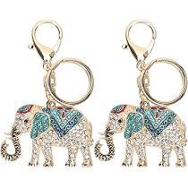 Buachois Elephant Keychain - Cute Zinc Alloy Rhinestone Decor For Keys & Bags