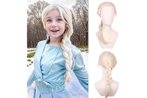 Edivd Kids Blonde Wig Girls Long Platinum Blonde Braided Ponytail Wig for Cosplay Heat Resistant Synthetic Wigs with Cap