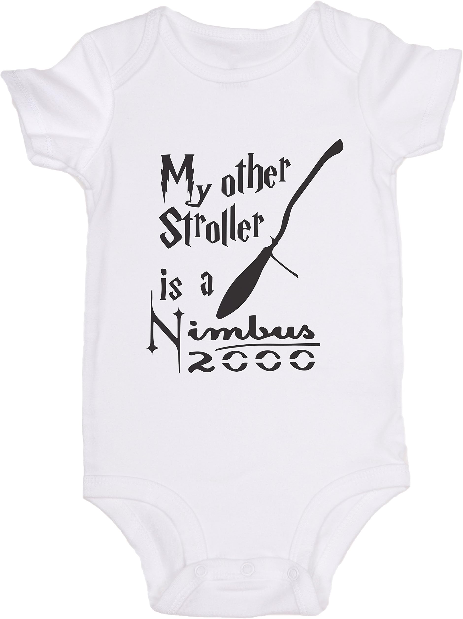 JoviGear My Other Stroller is A Nimbus 2000 / Harry Potter Cute Baby Onesie Spell Bodysuit Romper