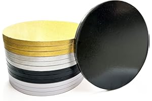 ANSSDO 12 Packs Thick Cake Drums, Greaseproof 12 inch Assorted Round Cake Drum in Gold Black Sliver White Cake Base, Cardboard Cake Boards for Presenting Heavy/Tall Tiered Cakes, Base para Pastel