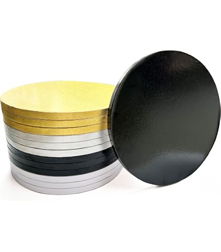 BOARDS 14 Pack Cake Drums 10 Inch In White, Silver, Gold, Black Color | Free Prop Up Tools | Sleek Greaseproof 1/2" Thick Cake Rounds | Sturdy For Heavytiered Cakes