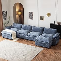 VINGLI 157" Cloud Navy Blue Convertible Sectional