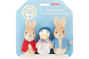 GUND Beatrix Potter Classic Peter Rabbit Flopsy Jemima Puddle-Duck Finger Puppets Set of Three Soft Plush, 3”