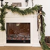 9ft Handmade Christmas Garland,Cedar Artificial Greenery Cypress Pine Needles Seasonal Garland for Christmas Fireplace Winter Holiday Indoor Outdoor Decoration