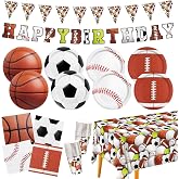 Sports Themed Birthday Party Kit for 24 - Includes Sports Banner, Tablecloth, Cups, Plates and Napkins for Boys Sports Theme Party Decorations Supplies