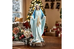 Ultym Virgin Mary Statue 16.3 Inch, Our Lady of Grace Sculpture, Hand-Painted Catholic Home Altar Decor, Elegant Indoor Resin Statue, Religious Gift for Mother, Grandma