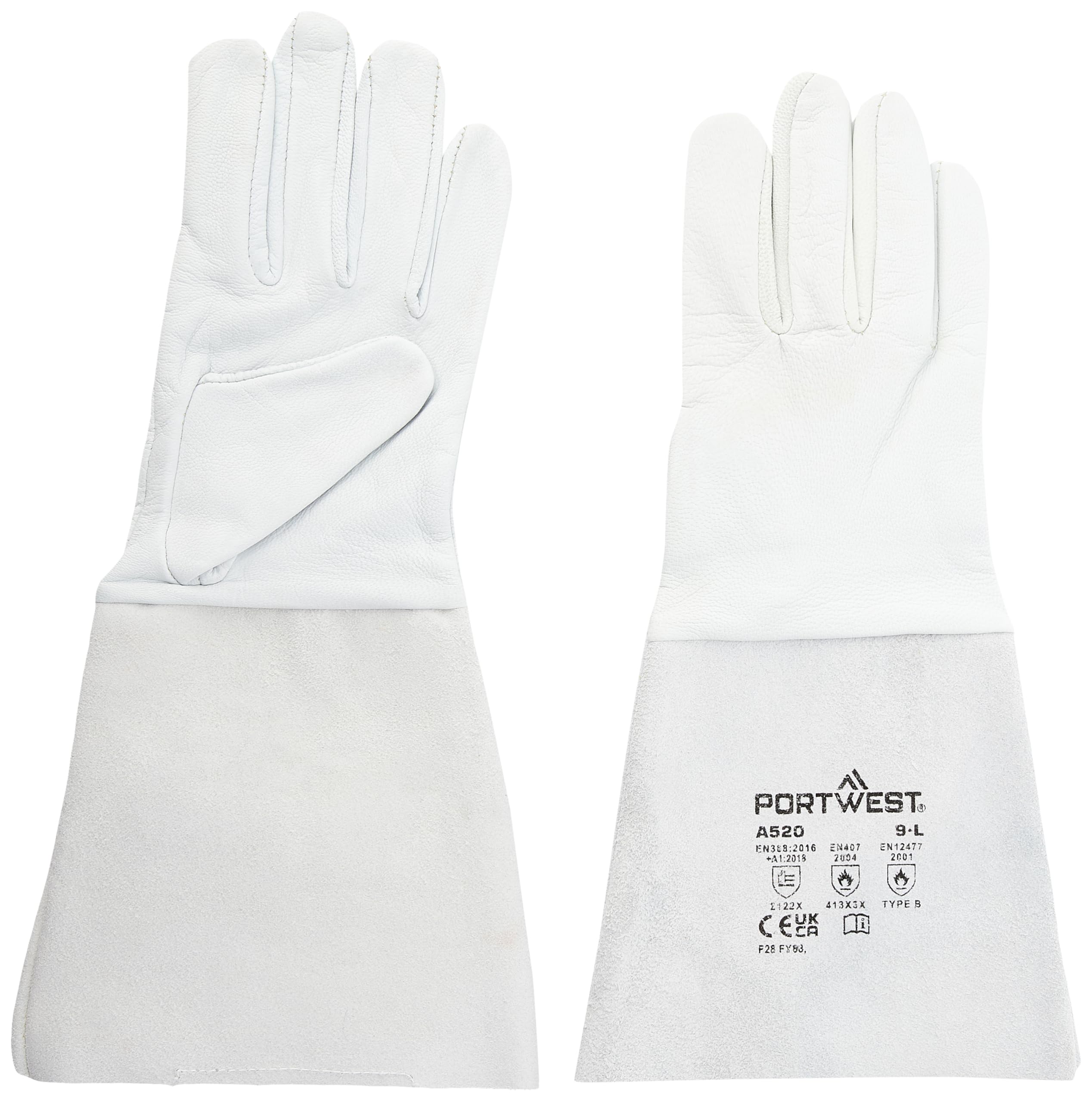 Portwest A520 Soft Flexible Premium Tig Welding Gauntlet Grey, Large