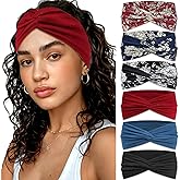 ZUYASEZ 6 Pcs Short Hedbands for Women Paisley Print Twist Headwraps Elastic Non-Slip Headbands for Women's Hair Vintage Head Wraps Knotted Cute Hair Band Accessories