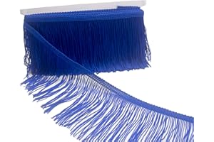 KUYLENT 6.5 Yard 4 Inches Polyester Fringe Trim Lace Chainette Tassel Fringe Trimming for Latin Dress Stage Clothes Lamp Shade Decoration DIY (Royal Blue)