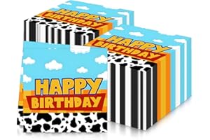 ININGER 20Pcs Toys Birthday Paper Napkins,Cowboy Happy Birthday Serviette Napkins,Farm Cocktail Napkins Dinner Napkins,Story Birthday Paper Party Napkins Serviettes Tableware for Birthday Party Decorations