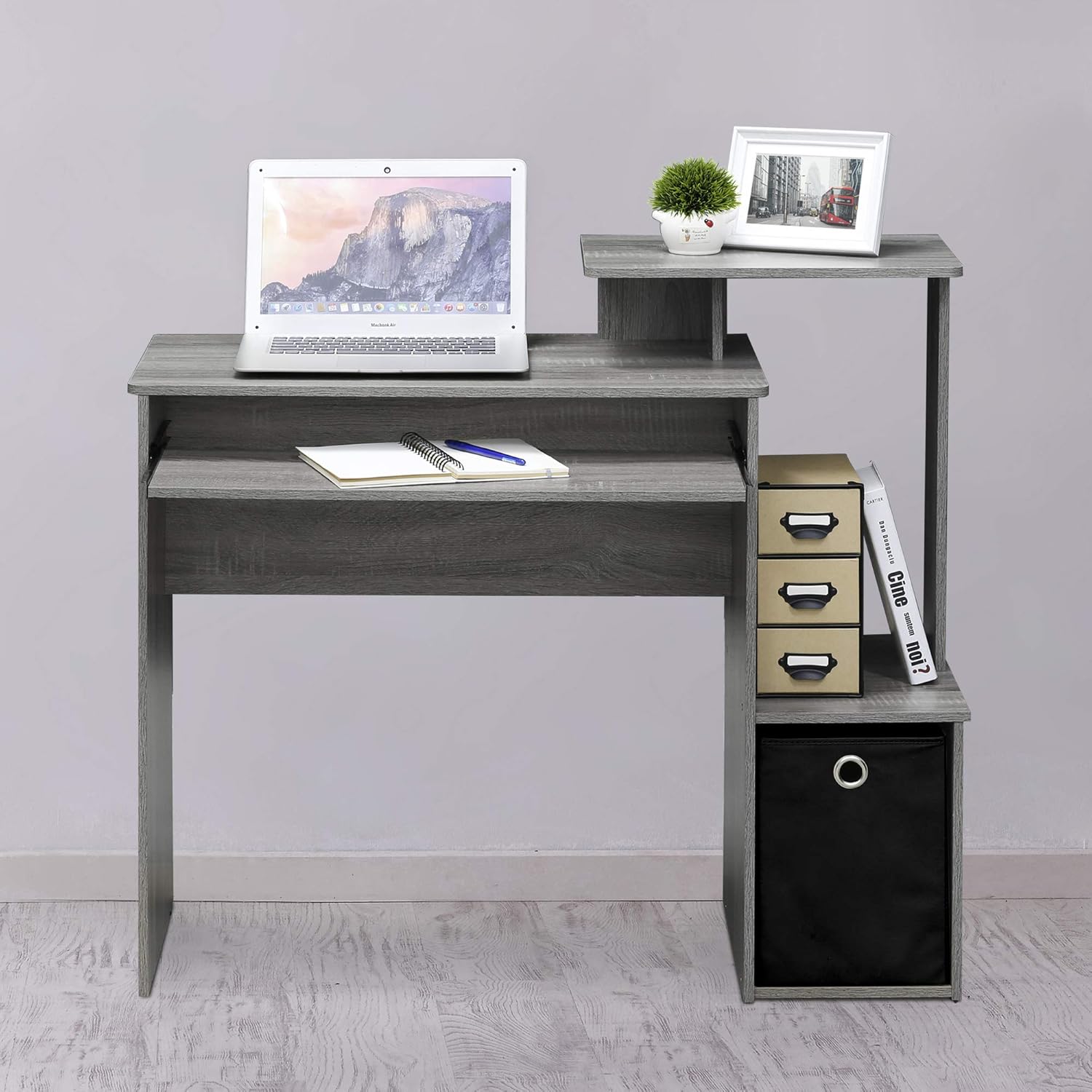 FURINNO Econ Multipurpose Home Office Computer Writing Desk, French Oak Grey: Furniture & Decor