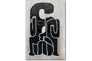 NANKAI Art Hand-Painted Black and White Abstract Painting 100% Hand-Painted Modern Wall Art Deco 45x30 inches