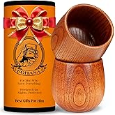 EOHASA 2PCS Wooden Whisky Glass Sets, Natural Wood Bourbon Drinking Glasses, 3.5" Large Wooden Bourbon Tumbler, Whiskey Grail - Birthday Gifts for Men, Whiskey Gifts for Dad