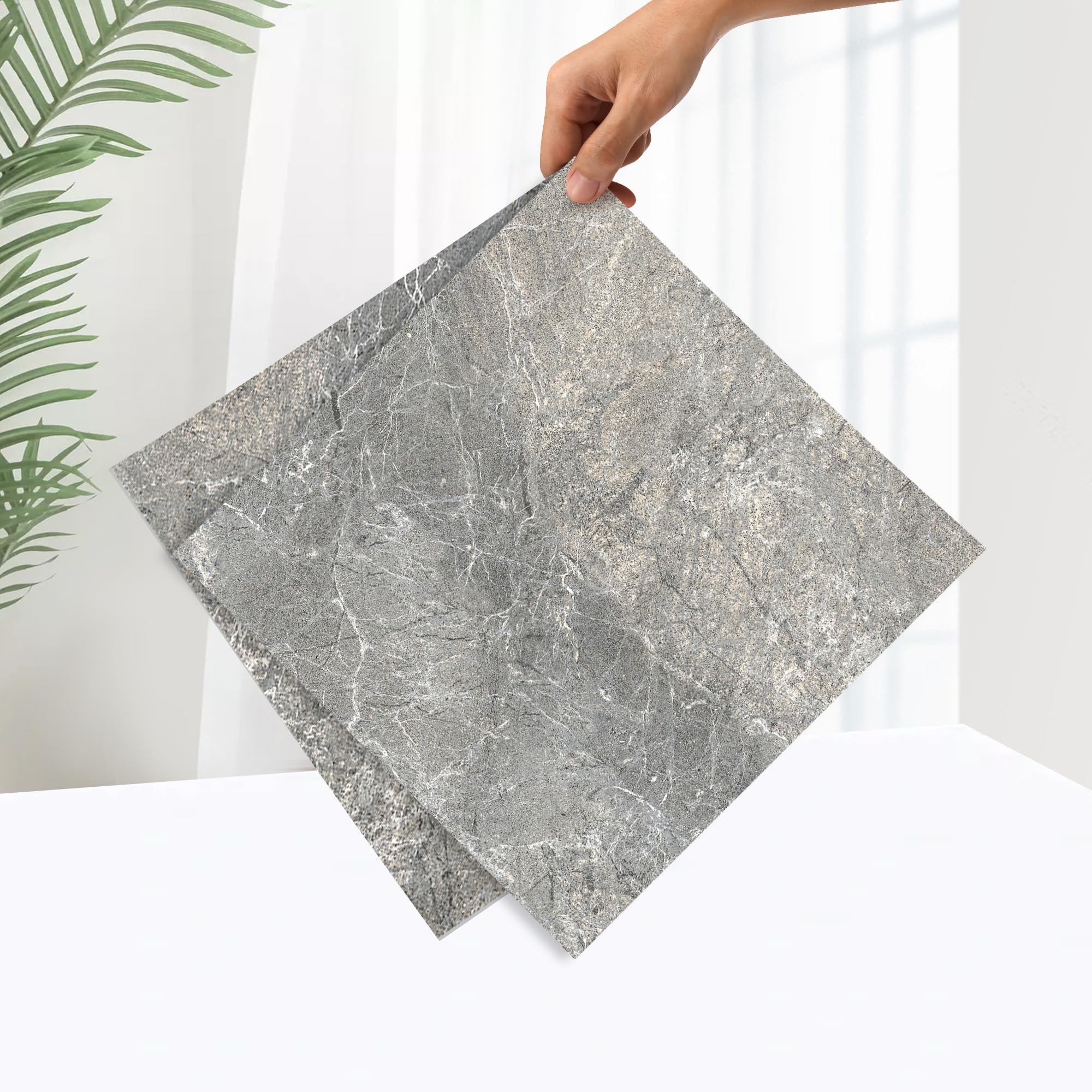 Photo 1 of Lareko 60 Pieces Vinyl Flooring Peel and Stick Floor Tile, Self Adhesive, Waterproof, Anti-slip, 12 x 12 Inch, Grey Marble