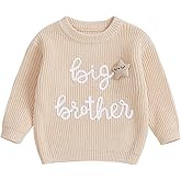 Toddler Baby Boy Fall Outfit Knit Sweater Star Decor Big Brother Bro Letter Embroidery Top Sweatshirt Infant Clothes