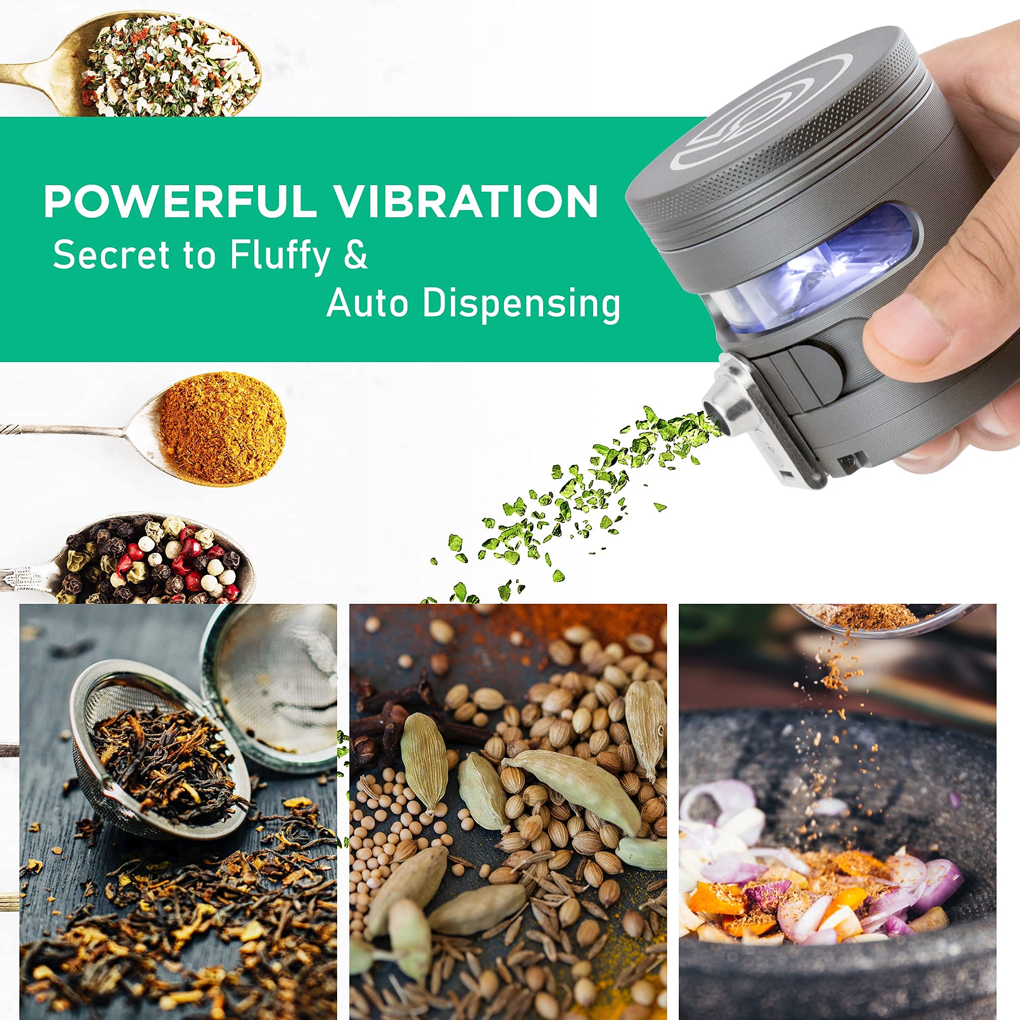 Cloudious9 - Tectonic9 Herb Grinder Automatic Electric Herbal Spice Dispenser Large 2.5
