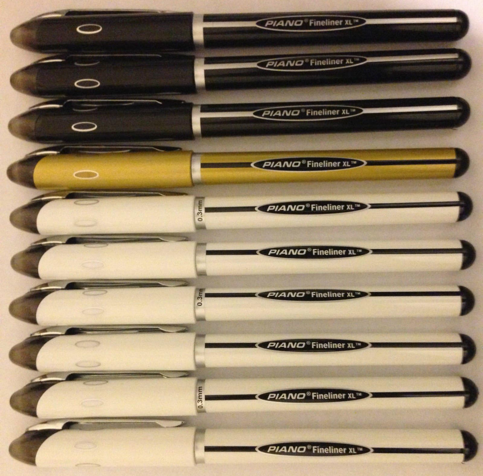 PIANO Water Base Ink FINELINER XL PENS -0.3 mm- Black Ink Pack of 10 PENS