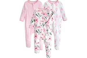 Yoofoss Baby Pajamas 100% Organic Cotton Baby Sleepers for Newborn 0-3 3-6 6-9 Months Boys Girl Clothes 3pcs Footed PJs