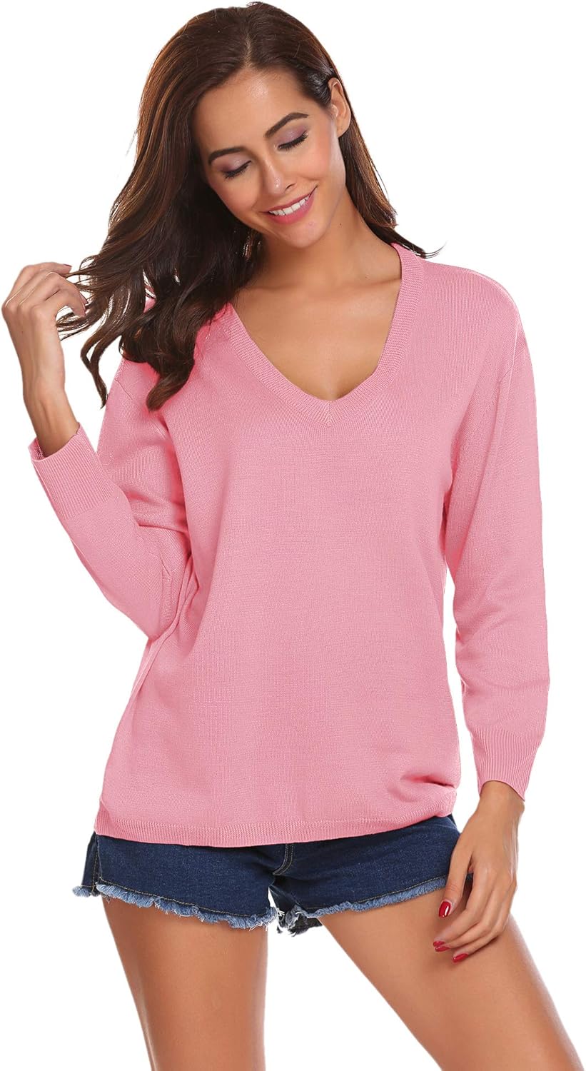 SoTeer Women's Long-Sleeve V-Neck Sweater: Clothing