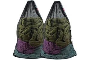 Meeall Mesh Laundry Bag Heavy Duty Drawstring Bag, College, Dorm, Travel, Family and Apartment Dwellers, 24 x 36 Inches, 2 Pack, Black