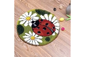 kingsea Latch Hook Kits for Adults, Color Printed Rug Latch Hook Kits for Teen, DIY Needle Craft Shaggy Rug for Home Decoration (20"X 20") - Red Ladybug