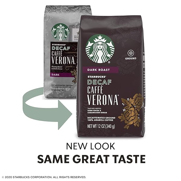 STARBUCKS GROUND COFFEE, DARK ROAST HOT OR ICED COFFEE, DECAF CAFFÈ VERONA, 12 OZ