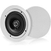 Pyle 5.25” Pair Bluetooth Flush Mount In-wall In-ceiling 2-Way Speaker System Quick Connections Changeable Round/Square Grill