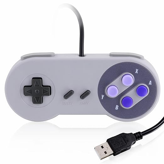 CSL - USB SNES Gamepad/Controller für PC / Notebook / Tablet | Retro-Design | grau