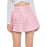SweatyRocks Women's Casual High Waist Plaid A Line Pleated Mini Skirt