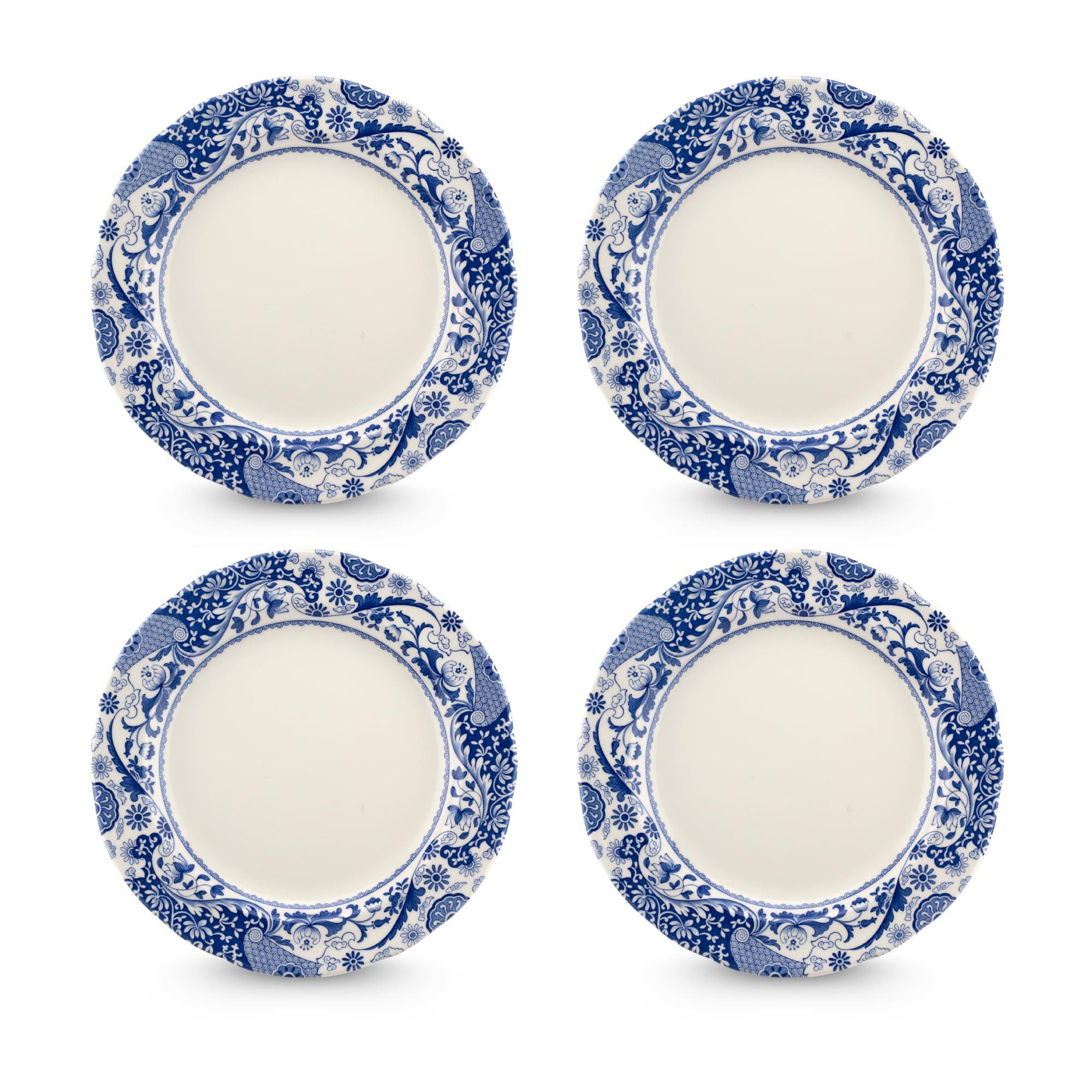 Spode x Brocato Set of 4 Dinner Plates - Quality Earthenware, Made in England, Iconic Blue & White Imari Border Design, Dishwasher & Microwave Safe, 27cm