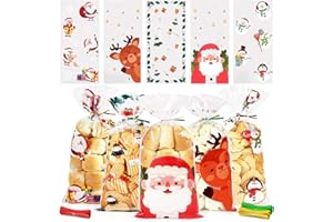JMANNI Christmas Cellophane Treat Bags,120 Pieces Winter Snowflake Bags Cellophane Holiday Treat Bags Snowflake Cookie Cellophane Bags With Ribbon for Winter Holiday Party Supplies