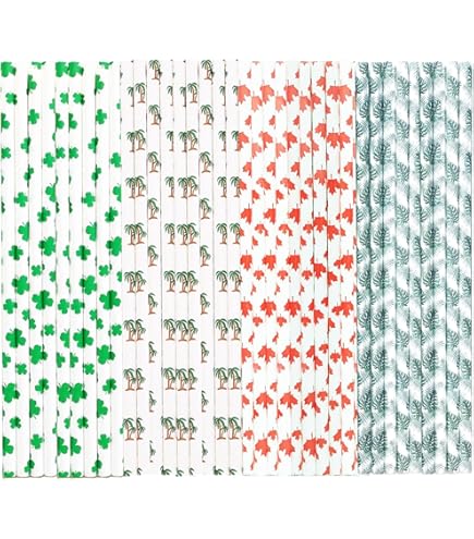 Pailles En Papier De Noël - 100 Pièces, 10 Styles Festifs Rouge, Vert Et Or Avec Flocons De Neige - Idéales Pour Décorer Vos Fêtes De Noël, Nouvel An Et Vacances