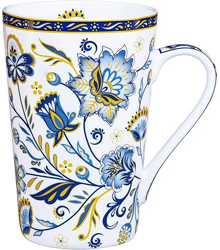 LanHong Tall Coffee Mug Bone China Mug - 17 oz Large Capacity Coffee Tea Mug  with Floral Pattern - Birthday Christmas Gifts for Women Men Friend (Red) :  Amazon.ca: Home