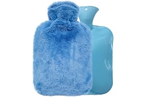 Hot Water Bottle with Cover, 2L PVC Hot Water Bag for Pain Relief, Menstrual Cramps, Hand & Feet, BPA Free Hot & Cold Compres