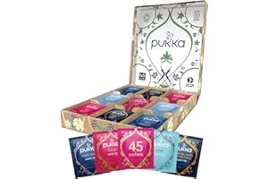 Pukka Tea Valentine Gift Box | Herbal Health Wellness Tea | Relax Selection Organic Tea | 45 Tea Bags, 5 Flavors