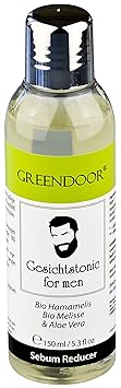 Greendoor Gesichtstonic men 150ml Sebum Reducer, natürlich mit Aloe Vera, BIO Hamamelis, pflegt, beruhigt die Talgproduktion,