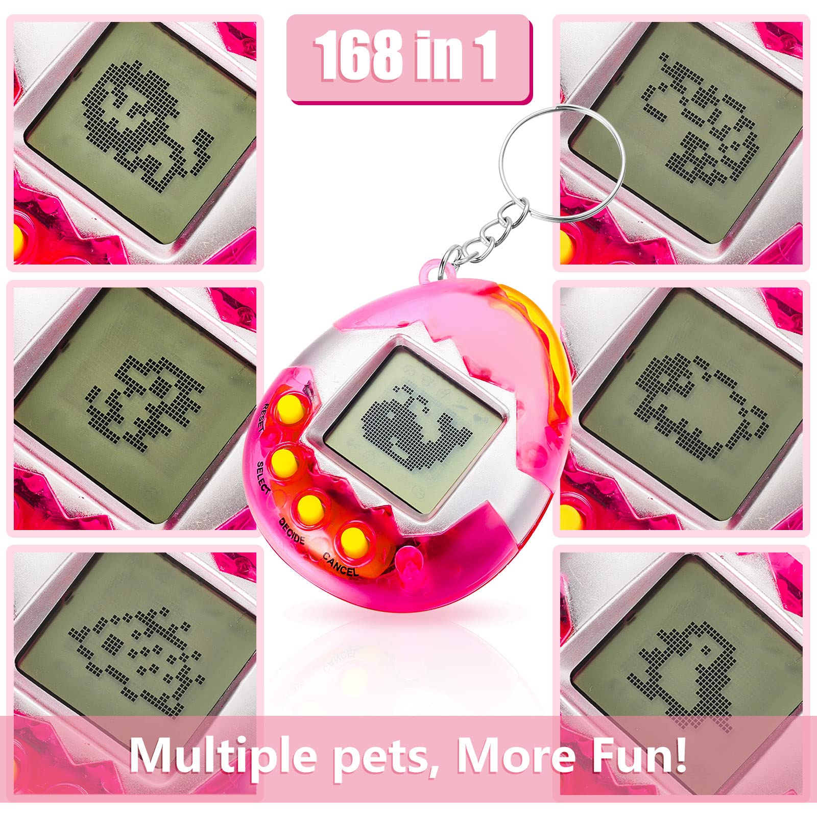 Sosation 24 Pcs Virtual Electronic Digital Pets Keychain for Kid Teen Toys for Birthday Party Favor Fillers Goodie Bags Stuffers Bulk Retro Handheld Nostalgic 90s Pets Game Gift Bulk(Plain)