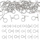 Beadthoven 19 Sets Platinum Plated Alloy Toggle Clasps Heart Round Toggle Jewelry Clasps T-Bar Closure OT End Clasp Connectors for Necklace Bracelets Anklets Jewelry Making Findings DIY Crafts