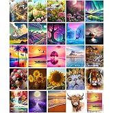 Fulmoon 24 Pack Diamond Painting Kits 11.8 x 9.8 Inch DIY 5D Abstract Landscapes Diamond Art Full Round Drill Crafts for Adults Kids Beginners Home Wall Decor Gifts