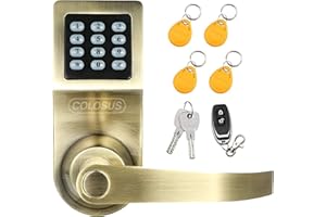 Colosus NDL302 Electronic Digital Keyless Door Lock, Keypad – Smartcode Security, Grant & Control Access for Home, Office (Gold - 4 Key Fobs)