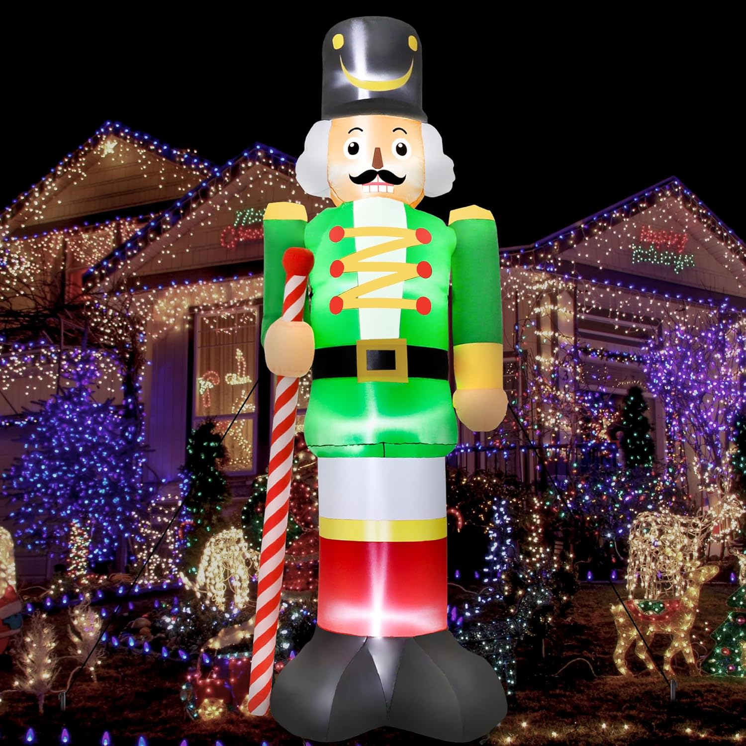 Nutcrackers - 12FT Christmas Inflatables Outdoor, Super Large Christmas Nutcracker Inflatables, Blow Up Xmas Yard Decorations with 5PCS Built-in LED, Huge Inflatable Soldier Decor for Yard Garden Lawn Archway